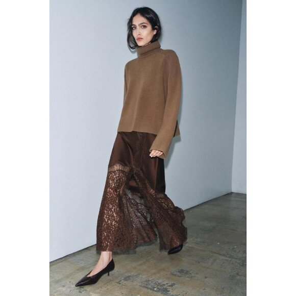 ZARA SATIN EFFECT LACE SKIRT ZW COLLECTION - Picture 6 of 10